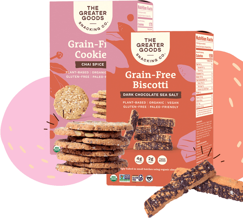 The Greater Goods Snacking Co. Dark Chocolate Sea Salt Biscotti - Organic,  Vegan, Grain Free, Gluten Free, and Paleo Friendly - Delicious Small Batch